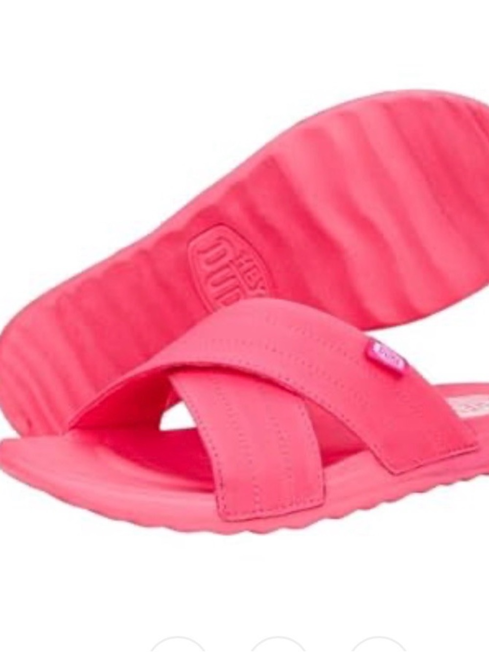 Hey Dude Pink Cross-Strap Slide Sandals